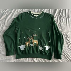 Alfred Dunner Reindeer Snowflake Tree Christmas Bauble Shoulder Pads Medium